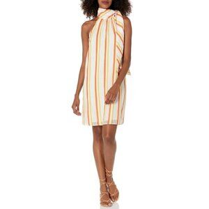 Trina Turk 'Favorable' Striped Tie-Neck Shift Dress, Orange Pop Multi